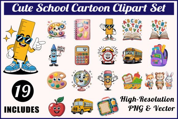 Cute School Clipart Bundle for Crafts & Graphics