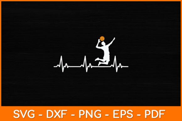 Funny Heartbeat Volleyball Player Svg for Crafts & Graphics