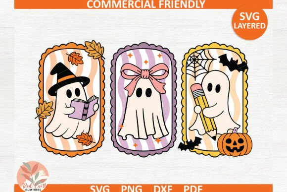 Halloween Cute Spooky Ghost Book Lover Graphics for Crafts