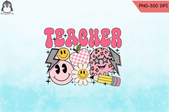 Retro Teacher PNG for Crafts & Graphics