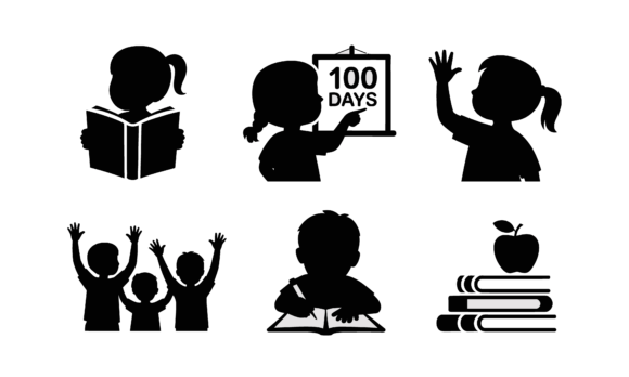 Review: Silhouettes Illustrating School Children for Embroidery