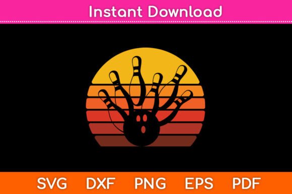 Vintage Bowling Pin 80s Sun Retro SVG Graphics & Crafts